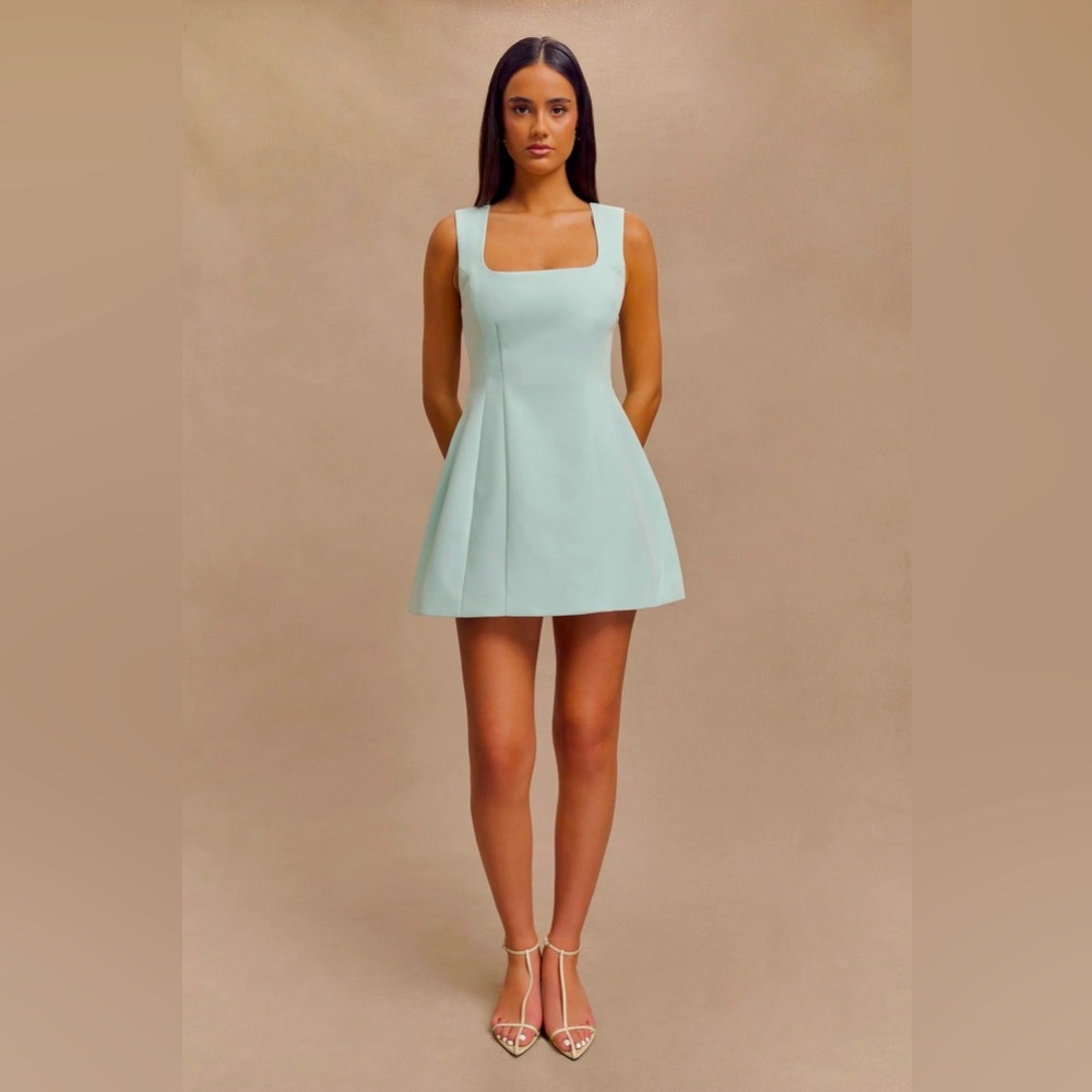 Meshki Lysandre Crepe Mini Dress - Ice Blue